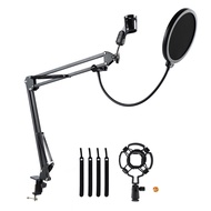 [2TPO] Boom Arm Microphone Adjustable Suspension Boom Rotatable Scissor Microphone Arm Stand Set