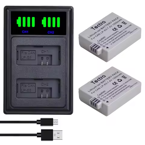 1500mAh LP-E5 LPE5 LP E5 Li-ion Battery+LED USB Dual Charger for Canon EOS Rebel XS Rebel T1i Rebel 