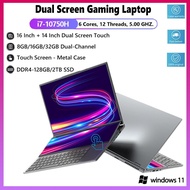 16 +14 Inch Dual Touch Screen Laptop 32GB RAM + 2TB SSD Gaming Laptop Core I7 10750H Processor Windows 11 Support External GPU