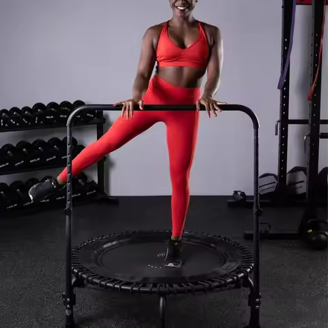 39 Inch Heavy Duty Lightweight Fitness Rebounder Trampoline With Steel Handle Bar For Adult Indoor S