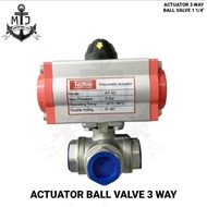 Actuator Ball Valve 3 Way Type L Port Double Acting Size 1 1/4 Inch