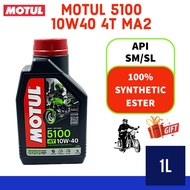 MOTUL 5100 10W40 4T MA2 TECHNOSYNTHESE ESTER MINYAK ENJIN SEMI SINTETIK (1L) - MOTOR ENGINE OIL MINY