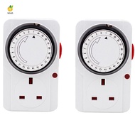 2X 24-Hour Segmented Timer Switch-Energy-Saving Plug Timer Socket Kit-with Time Controller 3-Pin Plu