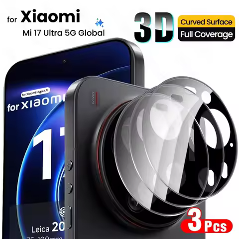 3Pcs Black 3D Curved Tempered Glass Camera Protector For Xiaomi Mi 17 Ultra 17Ultra Mi17Ultra Xiaomi