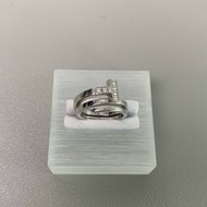 Tiffany T系列18K白金半鑽三圈戒指 48碼