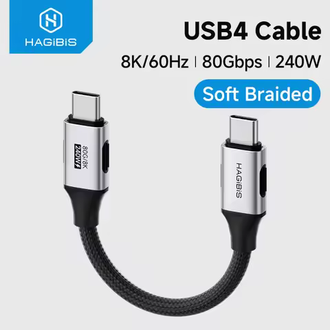 Hagibis USB 4 Cable USB C to USB C Ultra Soft 240W 80Gbps High Speed Cord Compatible with Thunderbol