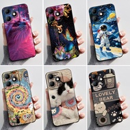 Casing For Itel A90 Case Aesthetic Cute Cat Fashion Black Matte Soft TPU Silicone Back Protective Co