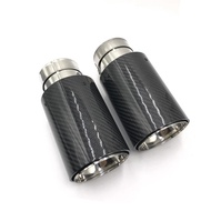 1 PCS Glossy Real Carbon Fiber Tail Exhaust Pipe Muffler For BMW F30 E46 E90 Universal Muffler Tips