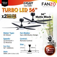 [TWIN PACK] DEKA F5DC LED PRO | DDC21LED | FANZO TURBO LED | CHAMPION LED 56" 5 Blades Ceiling Fan w