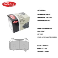 Delphi Front Brake Pad for Nissan Fairlady Z33 / Honda Civic Type R FD2 / Honda Integra DC5 ( Made I