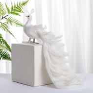 [szluzhen3gv] White Peacock Simulation Bird Feathered Bird Model Foam Crafts Realistic Bird