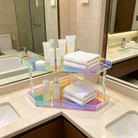 A Corner Shelf, 2-Tier & 3-Tier Acrylic Bathroom Storage Rack, Ideal for Bathroom Use, Storing Cosme
