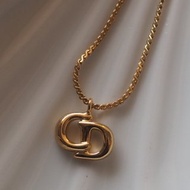 Christian Dior 迪奧 CD Logo 項鍊 金色 古董精品