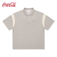 เสื้อโปโลแขนสั้น Coca-Cola Ice Sensation สำหรับผู้ชายและผู้หญิง ฤดูร้อน ลำลอง สีพื้น คู่รัก คอโปโล ท