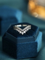 1個s925純銀公主許願戒指,情人節情侶個性化奢華禮物與戒指盒,可疊加和diy,高級珠寶結婚訂婚婚禮首飾