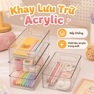 Transparent Acrylic School Supplies and Stationery Tray, Stackable Storage Tray GO MARKET
