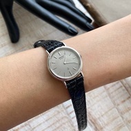SEIKO 經典銀色 圓形錶殼 銀灰錶盤 真皮錶帶 古董錶 vintage