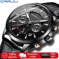 CRRJU Jam Tangan Pria Original 2022 Tali Kulit Anti Air Olahraga Kronograf Jam Tangan 2212