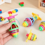 10-15 Pcs Flashing Spin Top Toys with Launcher, Creative Wind-up Gyro for Kids 10-15 Keping Mainan P