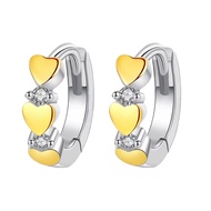 S925 Silver Earrings Unisex Golden Love Heart Earrings