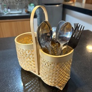 Tempat Sendok Garpu Dan Tisu Keranjang Hampers Lucu Tempat Bumbu Dapur Cantik Kerajinan Anyaman Bamb