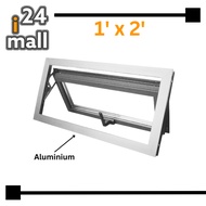 Aluminium Casement Window With Glass Toilet Window Top Hung Window / Frame Sisik Kaca Bilik Air 1' x