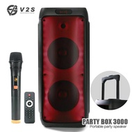 V2S PARTY BOX 3000 RECHARGEABLE WIRELESS DIGITAL AUDIO SPEAKER SYSTEM TROLLEY TYPE WITH WIRELESS MIC