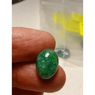 BATU ZAMRUD 6.50 ct. ZAMBIA ASLI Natural Green Emerald Gemstone Cabochon Cut ..14 X 10 X 5 MM + IKAT CINCIN