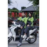 Exported 2-Layer EVA Raincoat Set - neon Green (Lime Green), Compact Form for Motorcycle Riding