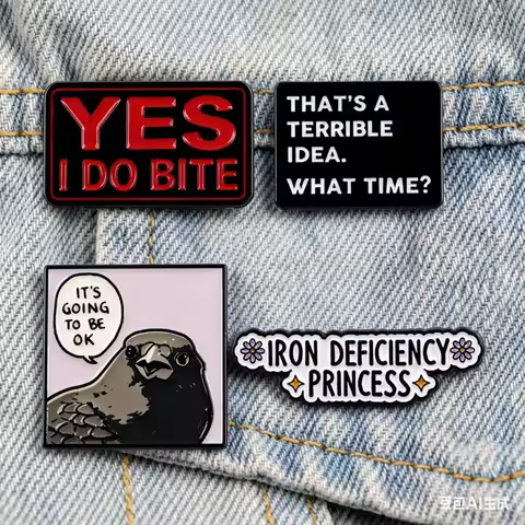 Funny Sarcastic Quote Enamel Pins "Yes I Do Bite" & "Iron Deficiency Princess" Brooches for Backpack