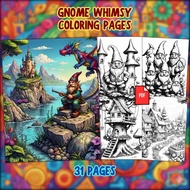 [PDF INSTANT DOWNLOAD] Gnome Whimsy Coloring Pages