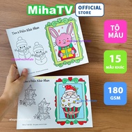 Combo of 30 A5 Christmas frame cards [15 designs] Christmas steam coloring and picture finding game 