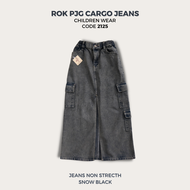 Rok Cargo Anak Perempuan Panjang Tanggung | Rok Jeans Anak | Denim Rempal 6-15 Tahun NomenaKids 212