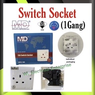13A Wall Switch Socket - SIRIM Certified Support Euro 2pin w/o Adaptor