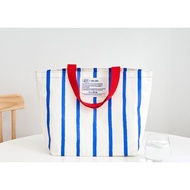 [Modern house] ETF Label Reusable Bag - Stripe Ivory Blue