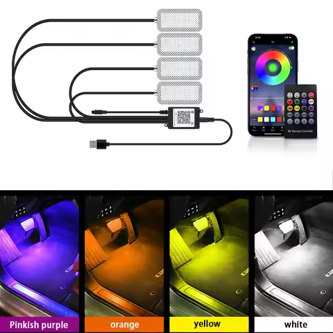 5V/12V Automotive ambient light LED eight color ambient light without modification car USB foot ligh