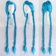 120cm Game LOL Cosplay Jinx Wigs Women Girls Blue Long Double Ponytail Braids Heat Resistant Synthet