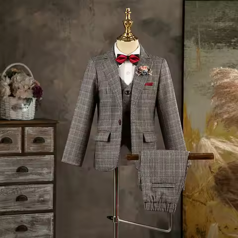 Children 2 Year Birthday Party Wedding Wear Suit For Boys Gentleman Kids Violin Dance Show Set Child