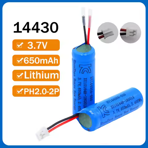 New 3.7V 650mAh 14430 Rechargeable Lithium Battery with Connector Wires USB Charging for Fan Flashli