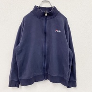 古著FILA燈籠袖上衣/寬鬆TOP，茄紫色，L碼，帶有刺繡logo