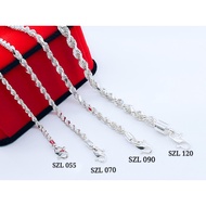 S925 Genuine Silver Necklacet (Sterling Silver) "Rope Chain" 純銀項鏈 (Rantai Leher Perak) 錢財鏈麻花鏈繩索鏈 (Rantai tali)