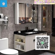 【進口品質！】浴室櫃 不銹鋼浴室櫃組合304智能鏡櫃洗面洗手盆現代風格陶瓷盆巖板盆