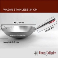 34cm Single Handle Stainless Steel Chef Wok Stainless Steel Skillet
