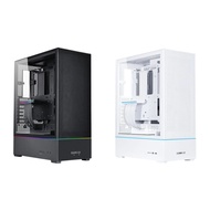 LIAN LI SUP01 Small Tower Compact Case With Stand Up Platform Design & Dual ARGB Light Strips BLACK 
