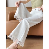 Summer Thin Small Man 150-155 White Lace Eight-point Slightly Flap Jeans Girls Slimmer Look Lace 9-p