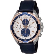 [𝐏𝐎𝐖𝐄𝐑𝐌𝐀𝐓𝐈𝐂] Casio Edifice EFR-539L-7C EFR-539L Blue Leather Chronograph Rose Gold Design Men's Watch