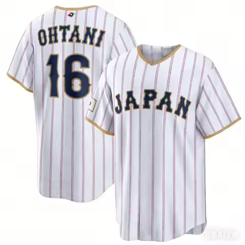 2026 Japan Baseball Jersey Ohtani 16 Men's White Pinstripe WBC Baseball Shirt Short Sleeve Fan Versi