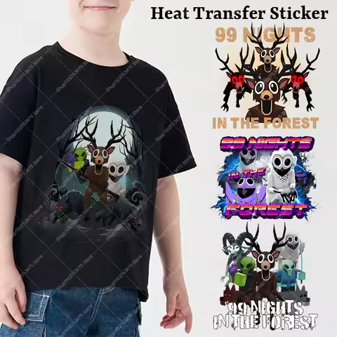 Game 99 Nights in The Forest Heat Transfer Sticker Anime Fashion Clothes Appliques DIY Decal Cartoon