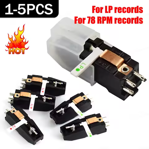 Dual Stylus Turntable Cartridge with Ruby+Sapphire Needles for LP 78 RPM Record Player Replacement P