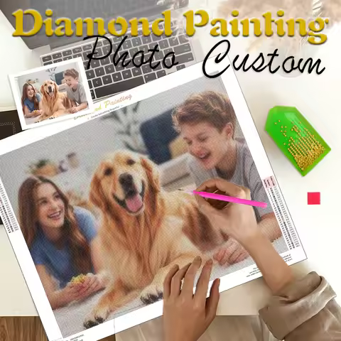 GATYZTORY 5d Diamond Mosaic Customized Personal Full Round Kits Pet portrait Drill Photo Embroidery 